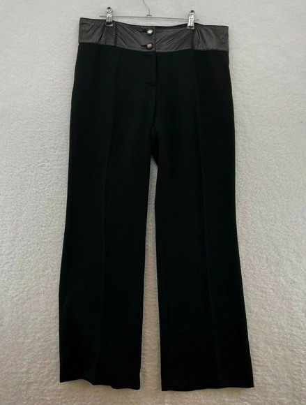 Absolu Paris womens dress pants size 42 Faux leather waist band bootcut black - Picture 1 of 9